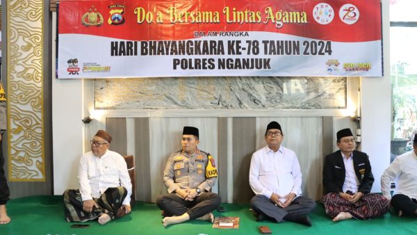 Polres Nganjuk Gelar Do’a Bersama Lintas Agama Sambut Hari Bhayangkara ke-78 Tahun 2024