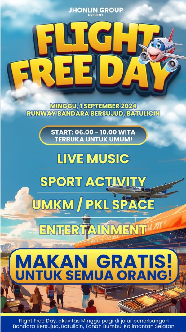 Flight Free Day, Jhonlin Group Ajak Warga Tanah Bumbu di Runway Bandara Bersujud