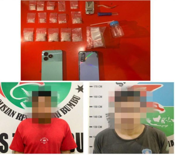 Satresnarkoba Polres Tanah Bumbu Amankan Dua Pengedar Sabu di Sungai Cuka