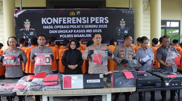 Konferensi Pers, Polres Nganjuk All Out! 63 Tersangka dan 47 Kasus Dibongkar