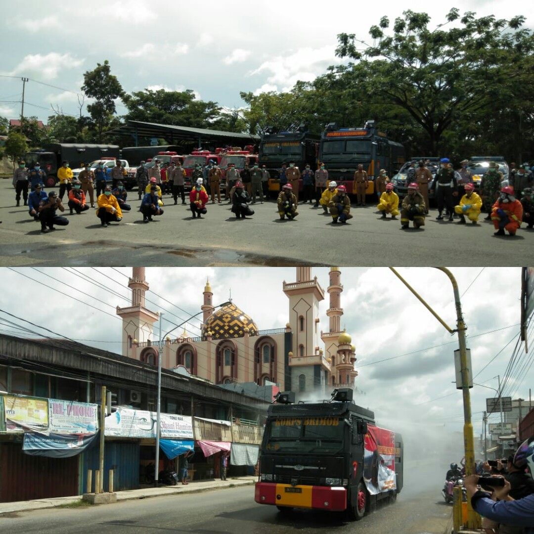 Tim Gugus Tugas Covid 19 Tanah Bumbu Laksanakan Penyemprotan