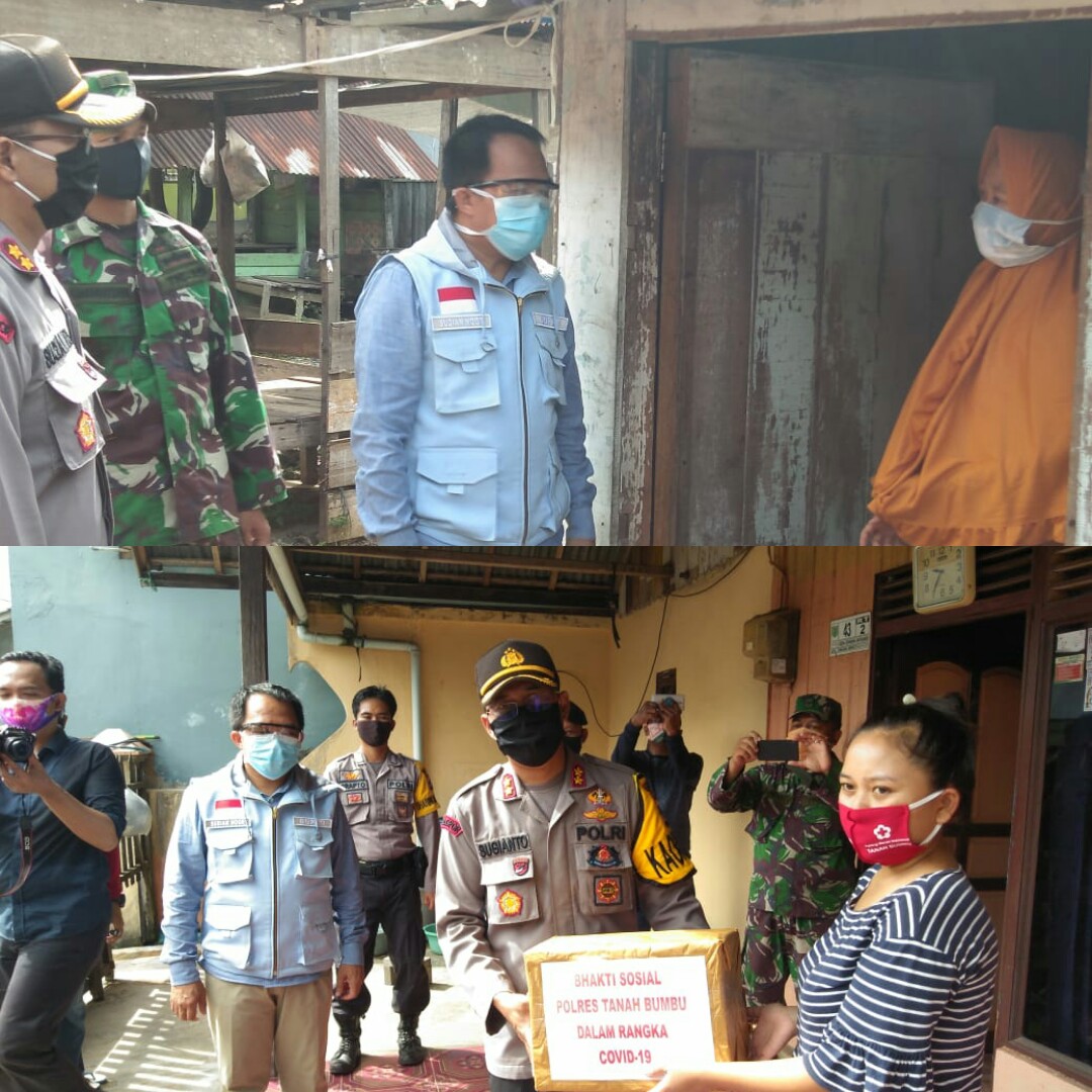 Di Saat Covid 19 Dan Menjelang HarI Idul Fitri Polres Tanah Bumbu Bagi Peket Sembako Di Masyarakat