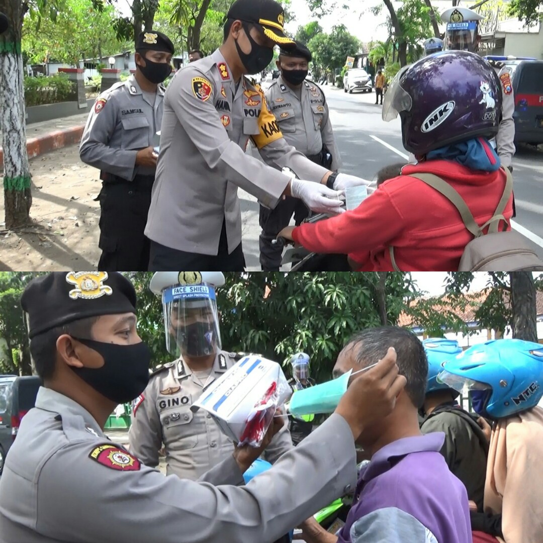 Tingkatkan Kesadaran Warga, Kapolres Bagi Masker Gratis