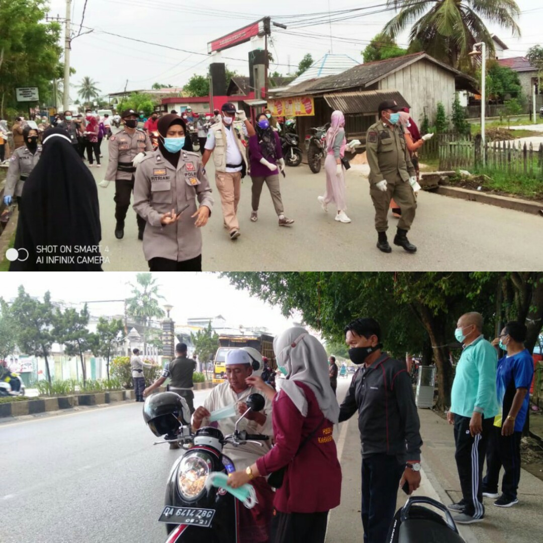 Cegah Penyebaran Covid-19, Tim GTPP Tanbu Bagi Masker Kepada Pengguna Jalan