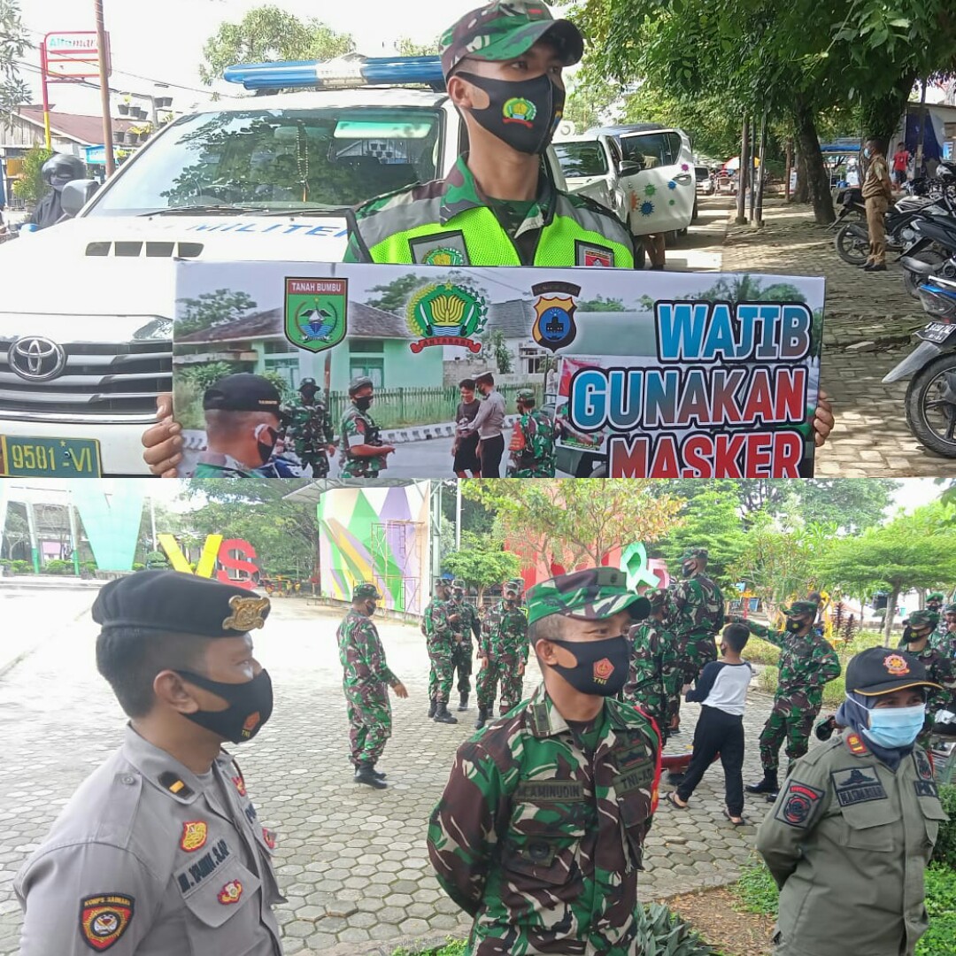 Kodim 1022/Tnb Bersama Polres dan Pemkab Tanbu Gelar Operasi Masker