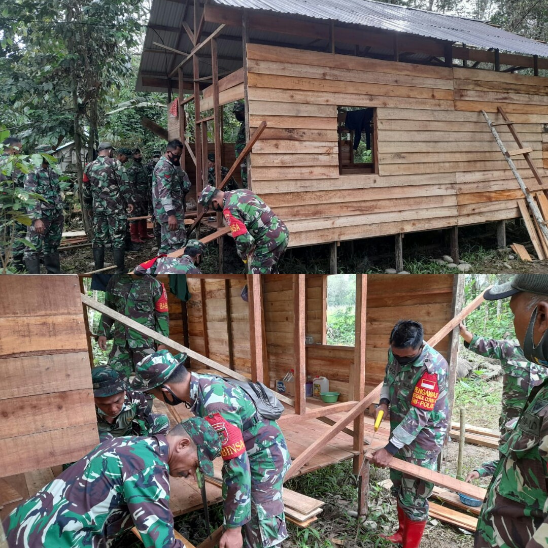 Kodim 1002/Barabai Bantu Bangun Rumah Warga Korban Banjir Di HST