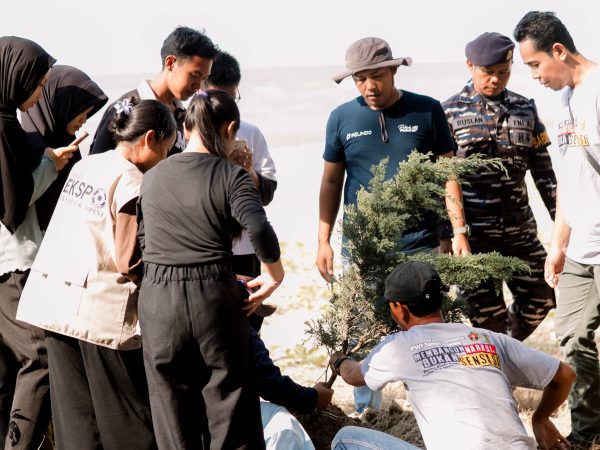 PWI Tanbu dan Pelindo Tanam Pohon di Pantai Rindu Alam, Libatkan Guru dan Pelajar