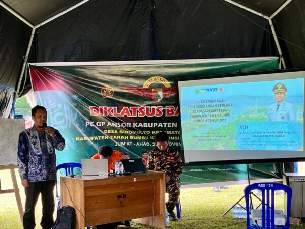 Perkuat Mitigasi Bencana, BPBD Tanbu Bekali Banser GP Ansor Ilmu Kebencanaan