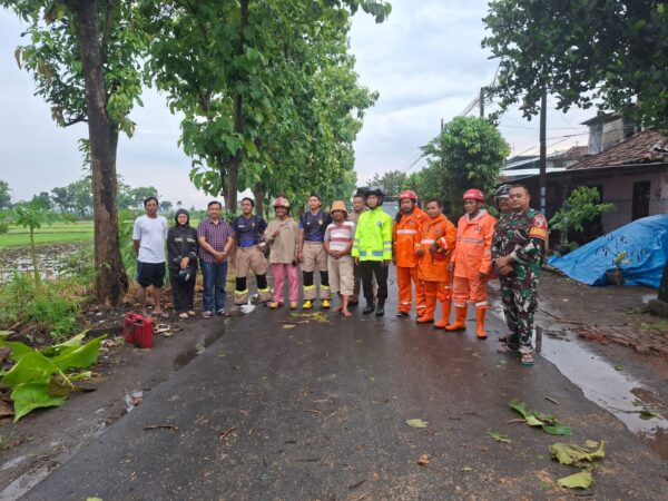 Tanggap Darurat, Polsek Ngronggot Gerak Cepat Atasi Pohon Tumbang yang Tutup Akses Jalan