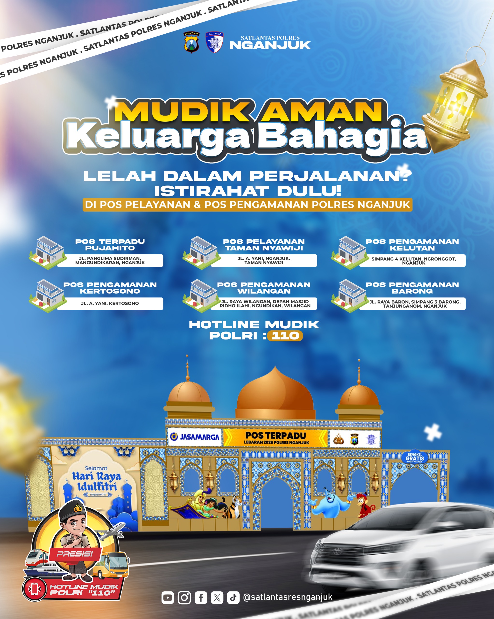 Mudik Lewat Nganjuk? Istirahat Gratis, WiFi Gratis, Bahkan Kursi Pijat Juga Disediakan Polisi