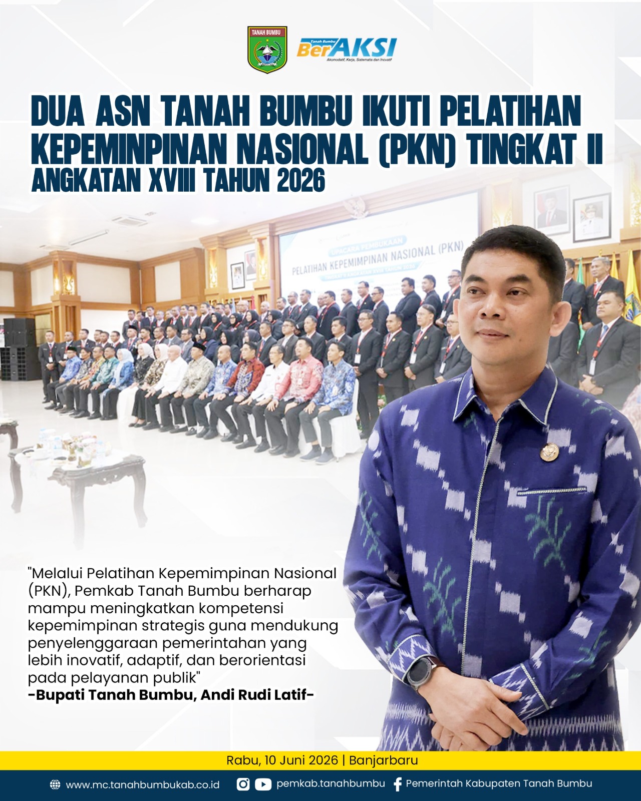 Tanbu Kirim 2 ASN Ikuti Pelatihan Kepemimpinan Nasional (PKN) Tingkat II Angkatan XVIII 2026