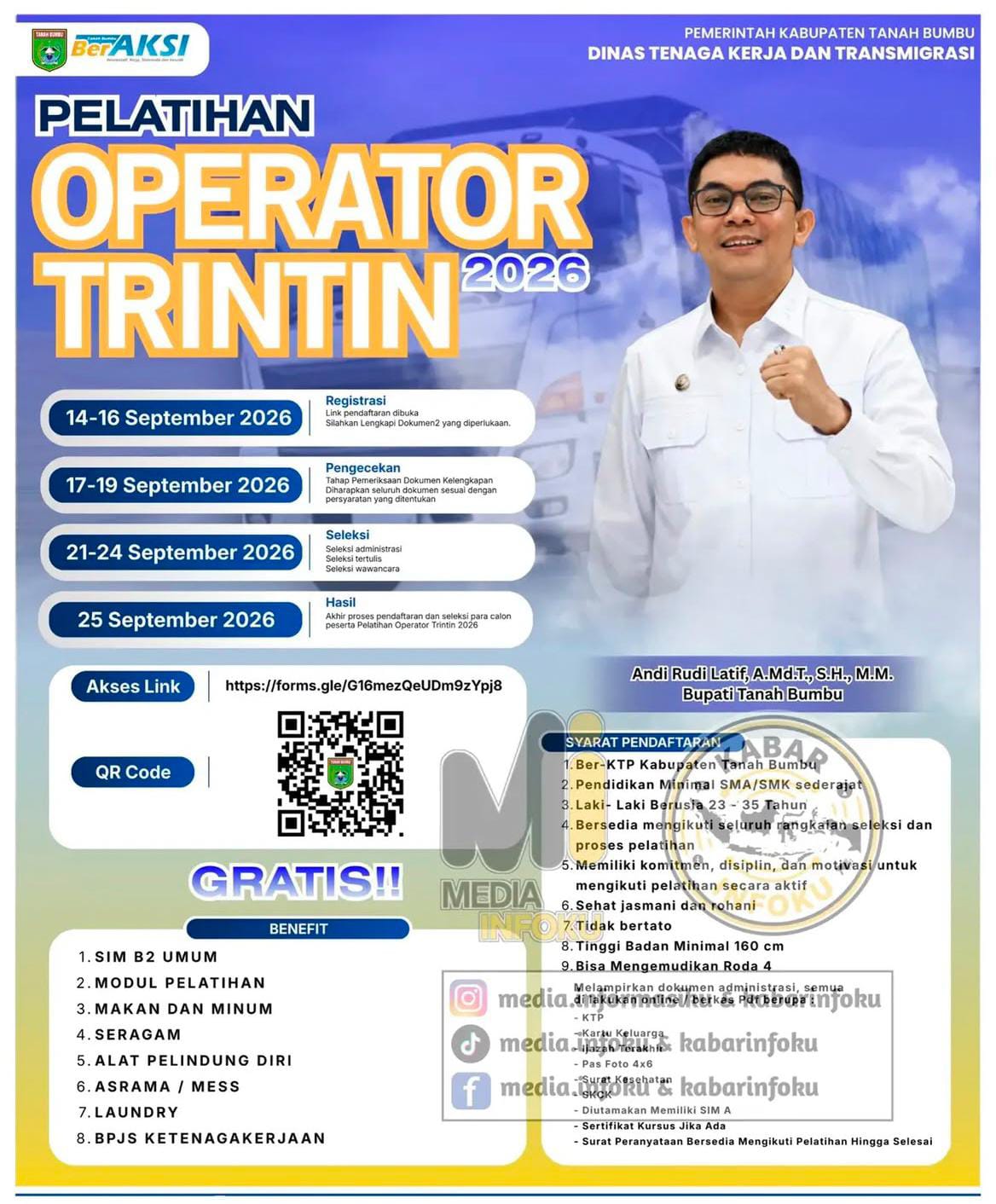 Bupati Andi Rudi Latif Buka Pelatihan Operator Trintin 2026, Gratis!